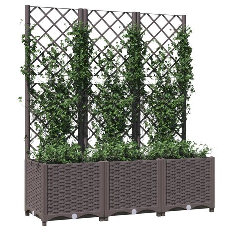 Plantenbak met latwerk 120x40x136 cm polypropeen bruin 3