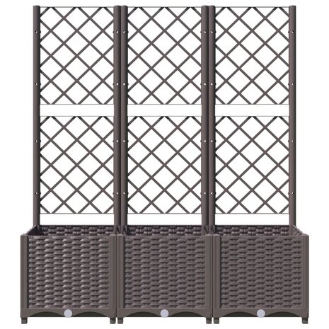 Plantenbak met latwerk 120x40x136 cm polypropeen bruin 4