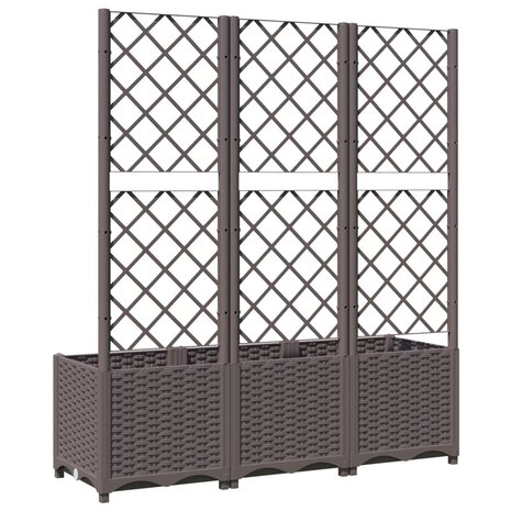 Plantenbak met latwerk 120x40x136 cm polypropeen bruin 6