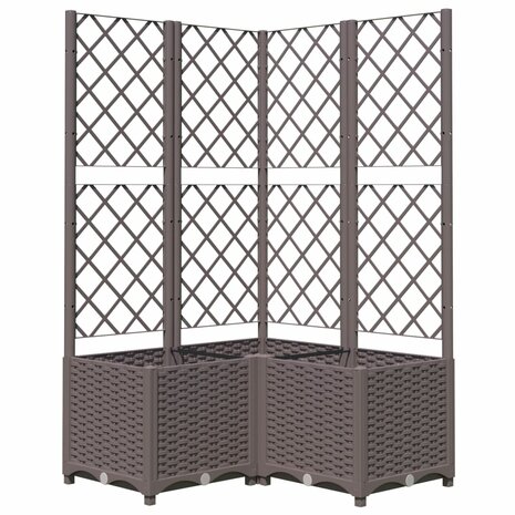 Plantenbak met latwerk 80x80x136 cm polypropeen bruin 2