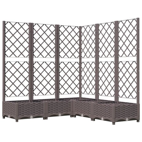 Plantenbak met latwerk 120x120x121,5 cm polypropeen bruin 2