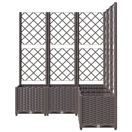 Plantenbak met latwerk 120x120x136 cm polypropeen bruin 4