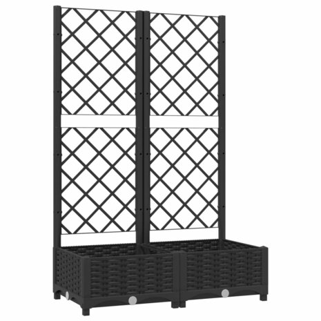 Plantenbak met latwerk 80x40x121,5 cm polypropeen zwart 2