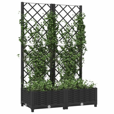 Plantenbak met latwerk 80x40x121,5 cm polypropeen zwart 3