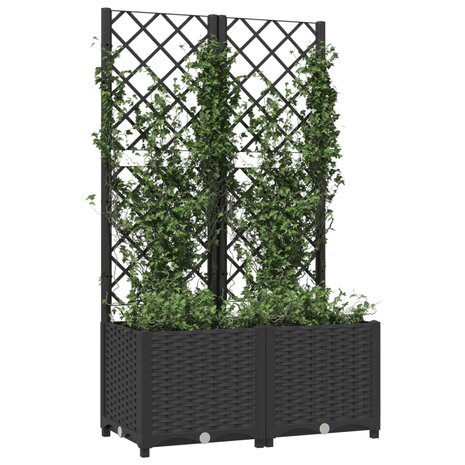 Plantenbak met latwerk 80x40x136 cm polypropeen zwart 3