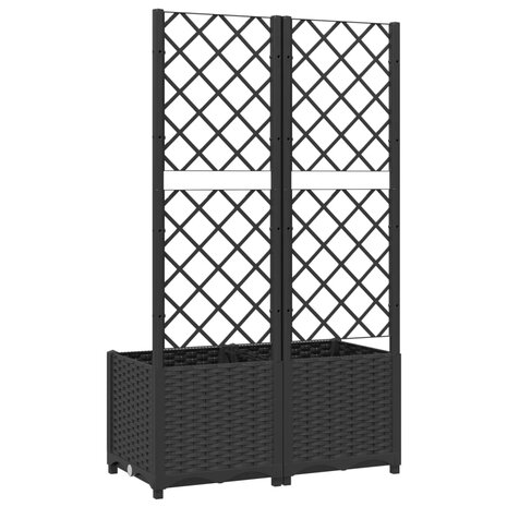 Plantenbak met latwerk 80x40x136 cm polypropeen zwart 6