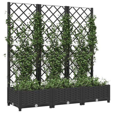 Plantenbak met latwerk 120x40x121,5 cm polypropeen zwart 3