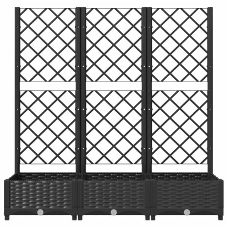 Plantenbak met latwerk 120x40x121,5 cm polypropeen zwart 4