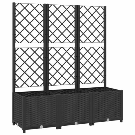 Plantenbak met latwerk 120x40x136 cm polypropeen zwart 2