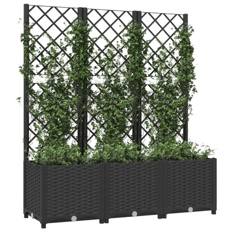 Plantenbak met latwerk 120x40x136 cm polypropeen zwart 3