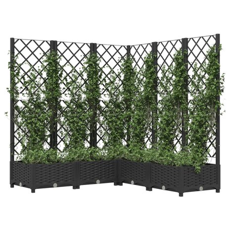 Plantenbak met latwerk 120x120x121,5 cm polypropeen zwart 3