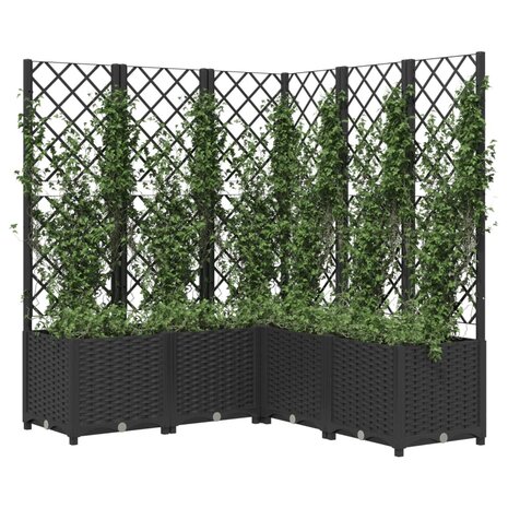 Plantenbak met latwerk 120x120x136 cm polypropeen zwart 3