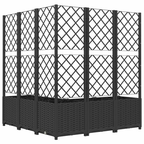 Plantenbak met latwerk 120x120x136 cm polypropeen zwart 6