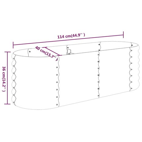 Plantenbak 114x40x36 cm gepoedercoat staal grijs 6