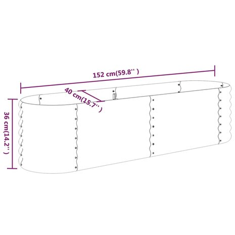 Plantenbak 152x40x36 cm gepoedercoat staal antracietkleurig 6