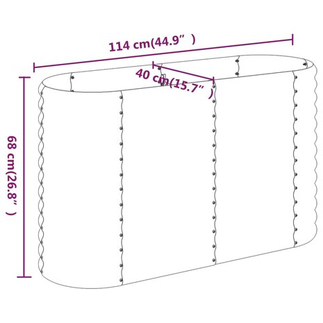 Plantenbak 114x40x68 cm gepoedercoat staal zilverkleurig 6