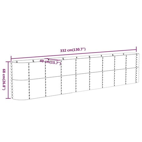 Plantenbak 332x40x68 cm gepoedercoat staal grijs 6