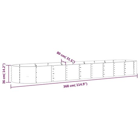 Plantenbak 368x80x36 cm gepoedercoat staal antracietkleurig 6