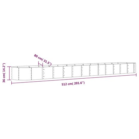 Plantenbak 512x80x36 cm gepoedercoat staal grijs 6