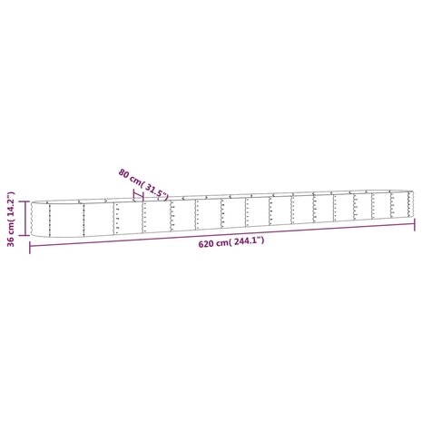 Plantenbak 620x80x36 cm gepoedercoat staal groen 6