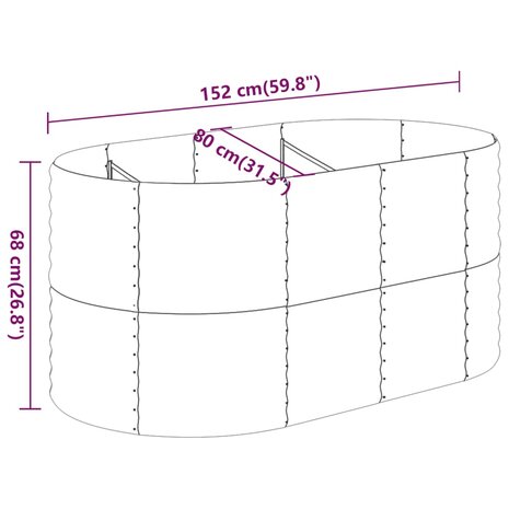 Plantenbak 152x80x68 cm gepoedercoat staal groen 6