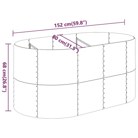 Plantenbak 152x80x68 cm gepoedercoat staal grijs 6