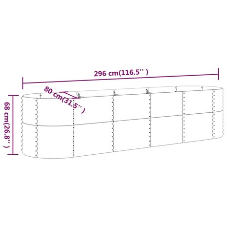 Plantenbak 296x80x68 cm gepoedercoat staal antracietkleurig 6