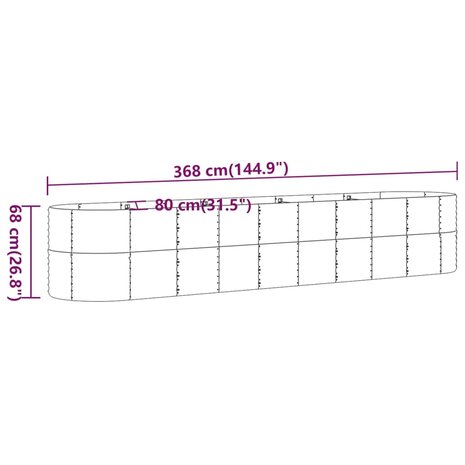 Plantenbak 368x80x68 cm gepoedercoat staal zilverkleurig 6