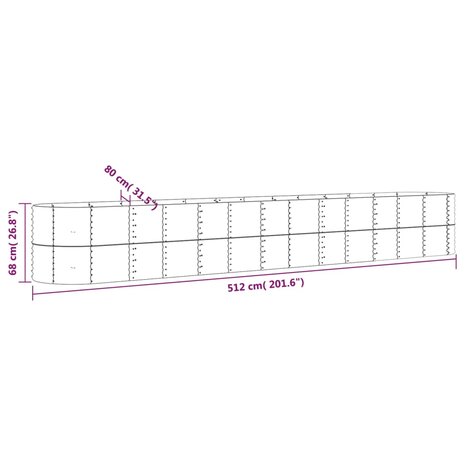 Plantenbak 512x80x68 cm gepoedercoat staal zilverkleurig 6