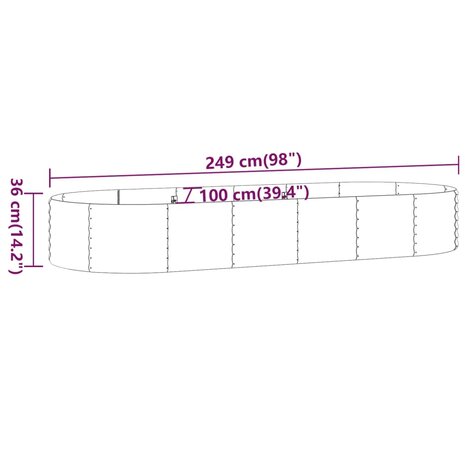 Plantenbak 249x100x36 cm gepoedercoat staal groen 6