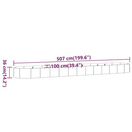 Plantenbak 507x100x36 cm gepoedercoat staal bruin 6