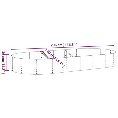 Plantenbak 296x140x36 cm gepoedercoat staal zilverkleurig 6