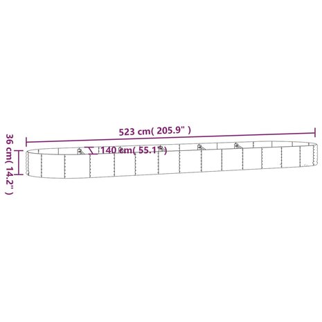 Plantenbak 523x140x36 cm gepoedercoat staal zilverkleurig 6