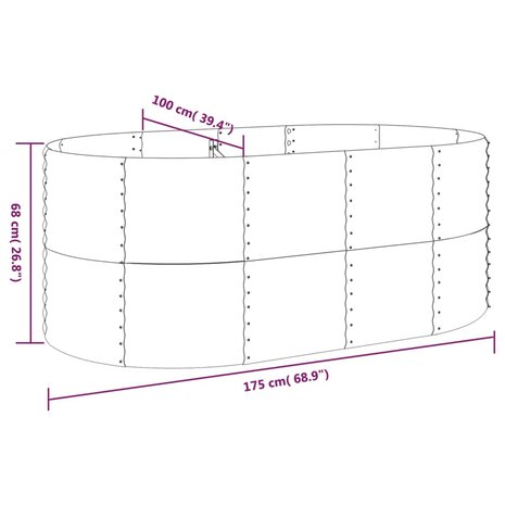 Plantenbak 175x100x68 cm gepoedercoat staal groen 6