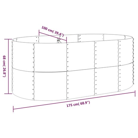 Plantenbak 175x100x68 cm gepoedercoat staal zilverkleurig 6