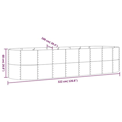 Plantenbak 322x100x68 cm gepoedercoat staal groen 6