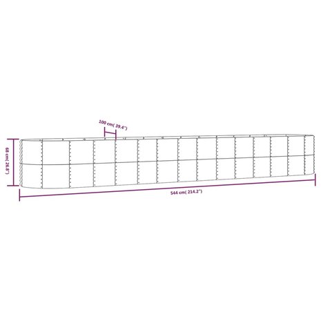 Plantenbak 554x100x68 cm gepoedercoat staal bruin 6