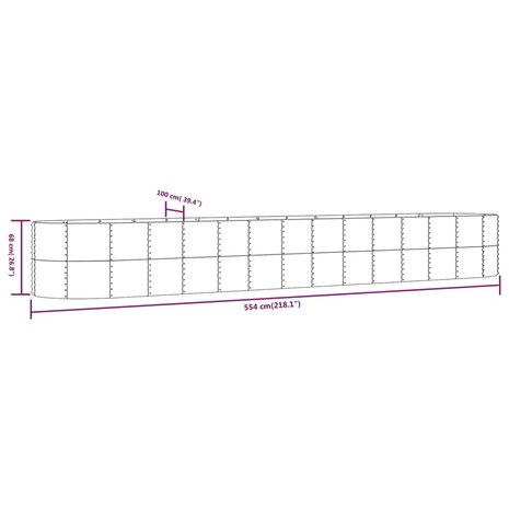 Plantenbak 554x100x68 cm gepoedercoat staal zilverkleurig 6