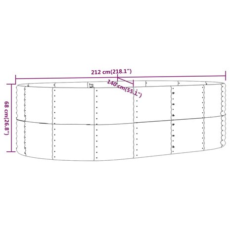 Plantenbak 212x140x68 cm gepoedercoat staal grijs 6