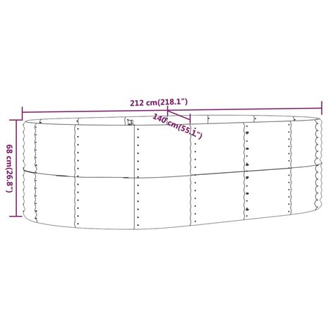 Plantenbak 212x140x68 cm gepoedercoat staal zilverkleurig 6