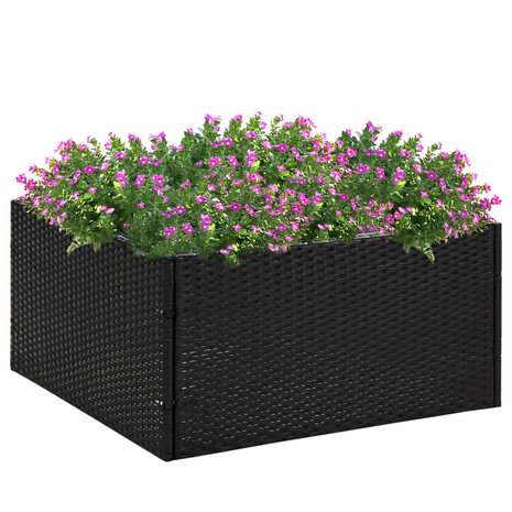 Plantenbak 80x80x40 cm poly rattan zwart 1