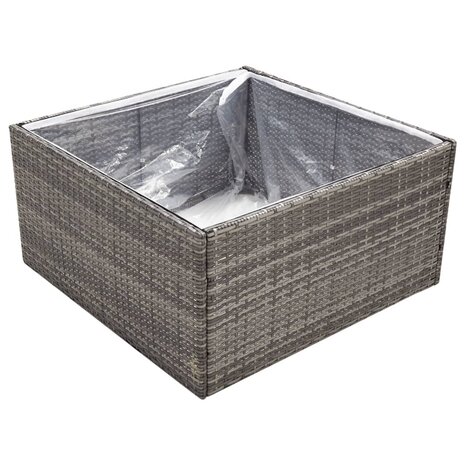 Plantenbak 80x80x40 cm poly rattan grijs 3