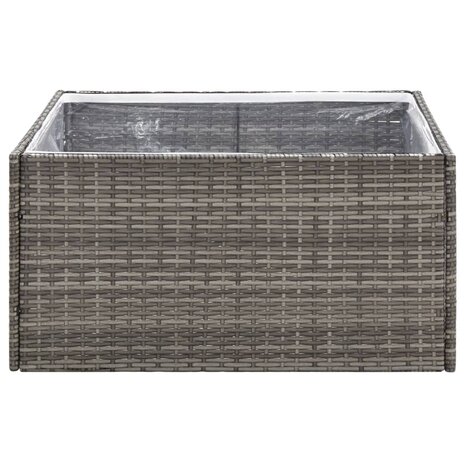 Plantenbak 80x80x40 cm poly rattan grijs 4