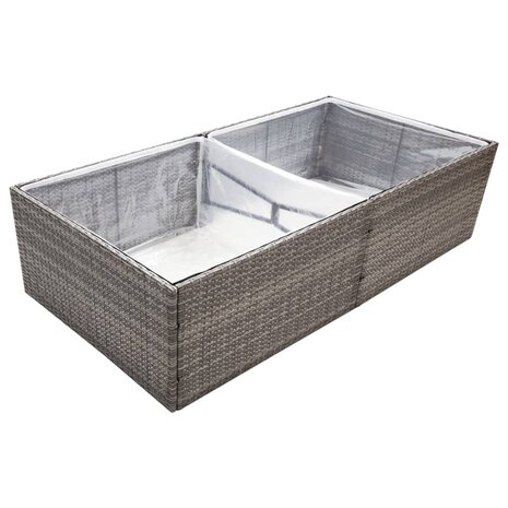 Plantenbak 157x80x40 cm poly rattan grijs 3