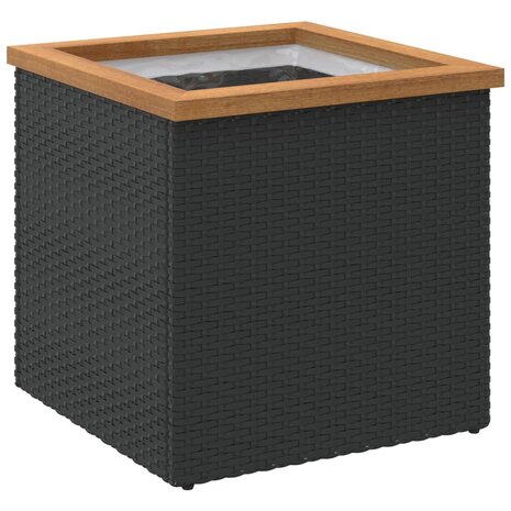 Plantenbak 40x40x40 cm poly rattan zwart 2