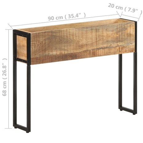 Plantenbak 90x20x68 cm ruw mangohout 5