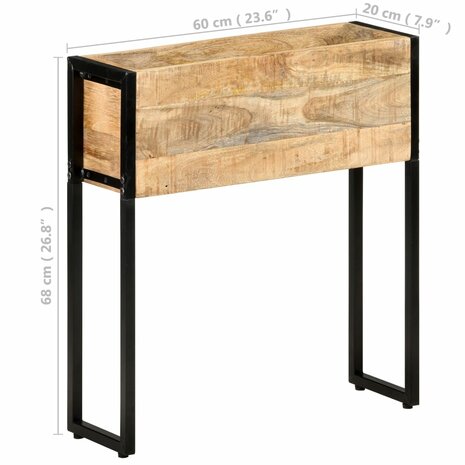 Plantenbak 60x20x68 cm ruw mangohout 8