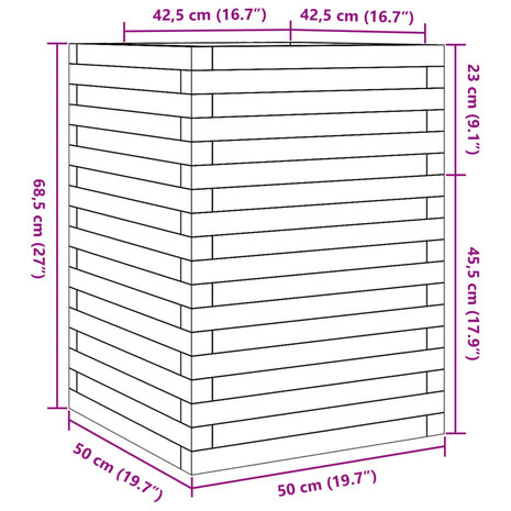 Plantenbak 50x50x68,5 cm massief grenenhout 10