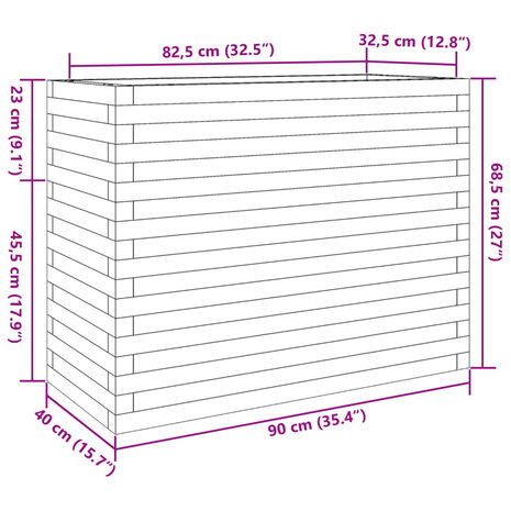 Plantenbak 90x40x68,5 cm geïmpregneerd grenenhout 10