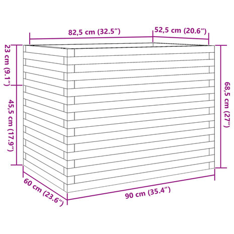 Plantenbak 90x60x68,5 cm massief grenenhout 10